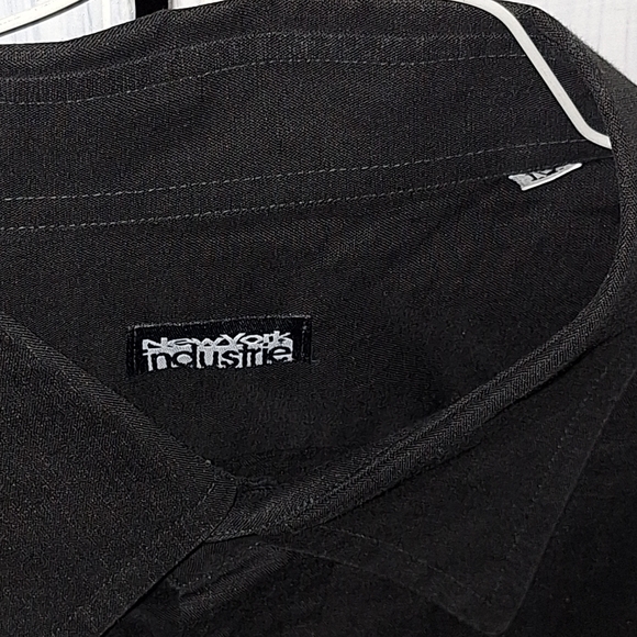 New York Industrie linen blend short sleeve button up Large made in Italy - Picture 2 of 4